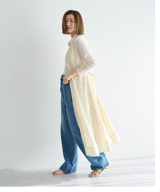 YECCA VECCA レース切替ジレワンピース Ivory