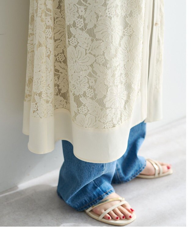 YECCA VECCA レース切替ジレワンピース Ivory