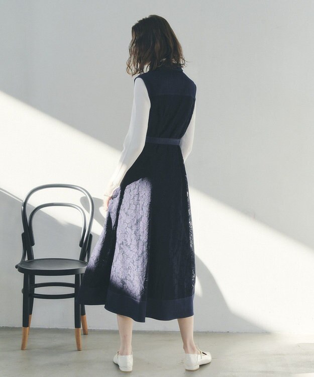 YECCA VECCA レース切替ジレワンピース Navy
