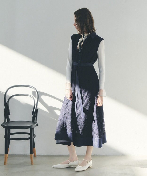 YECCA VECCA レース切替ジレワンピース Navy