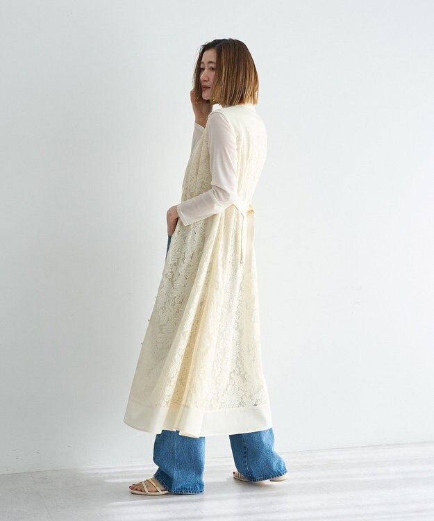 YECCA VECCA レース切替ジレワンピース Ivory