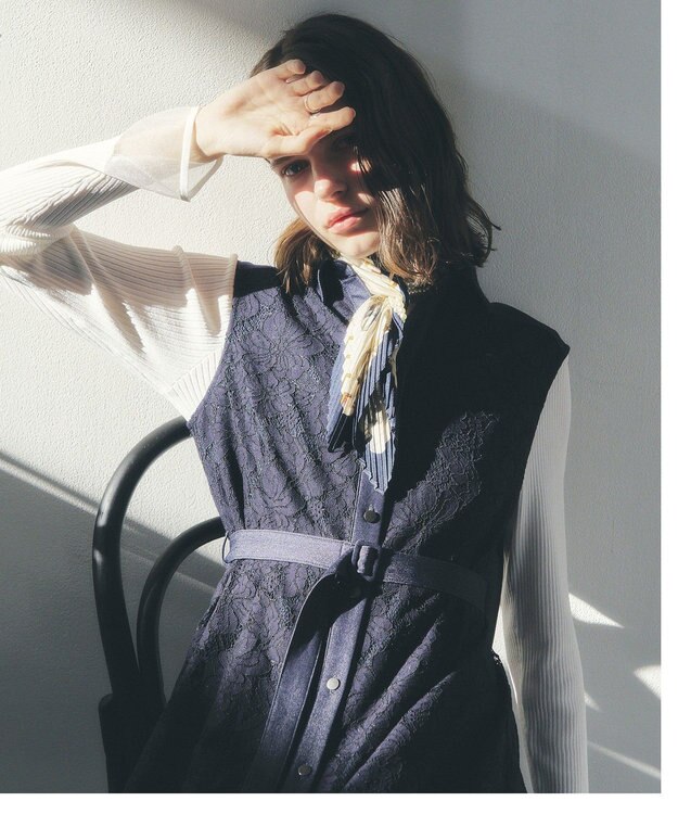 YECCA VECCA レース切替ジレワンピース Navy