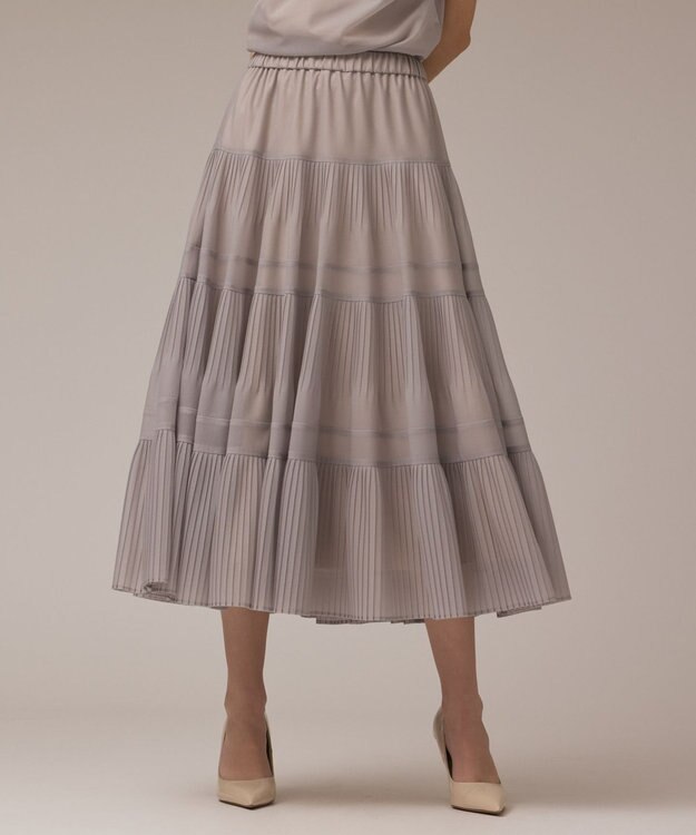 GRACE CONTINENTAL プリーツティアードスカート ベージュ