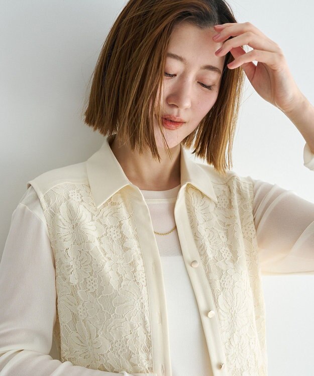 YECCA VECCA レース切替ジレワンピース Ivory