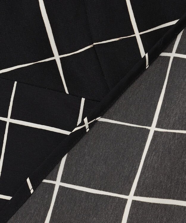 ICB L 【30th ANNIVERSARY】 ウィンドウペンプリント プルオーバーブラウス ブラック×アイボリー