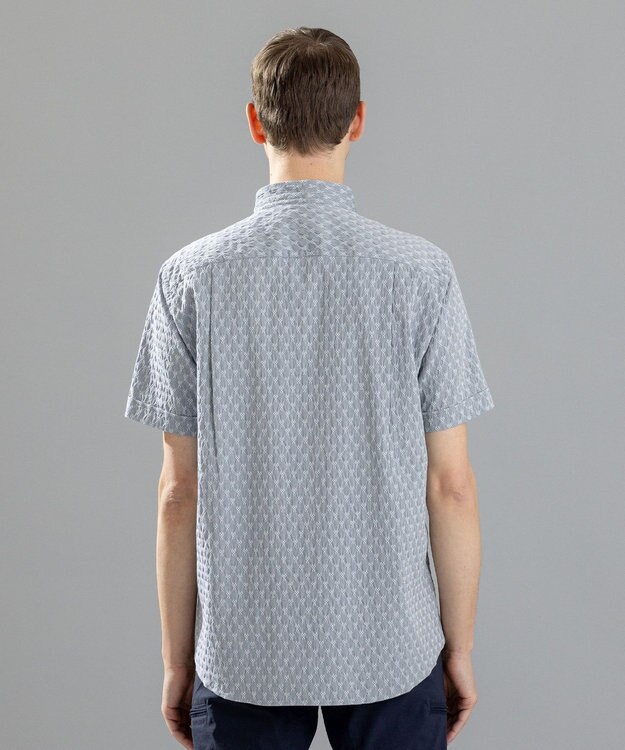 JOSEPH HOMME シガーカッタージャガード　ウイングカラー半袖シャツ ライトグレー系