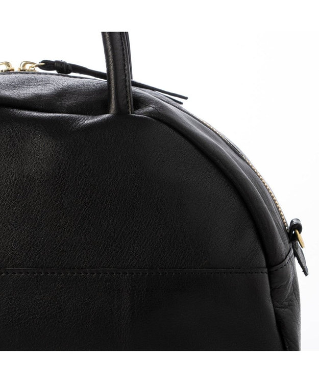 UNBILLION ペルケ perche / ガーメントレザー・サスティナブル2wayハーフムーンボストンM ブラック