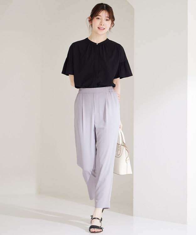 ANY SIS 【接触冷感・UVカット・吸水速乾】サラキレイ テーパード パンツ ライトグレー