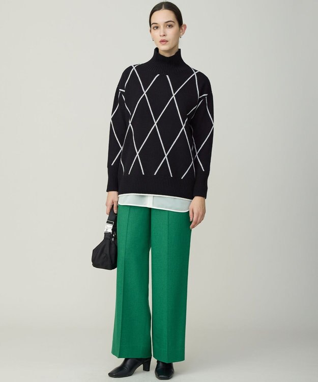 ICB ウォッシャブルライトウール ストレートパンツ グリーン