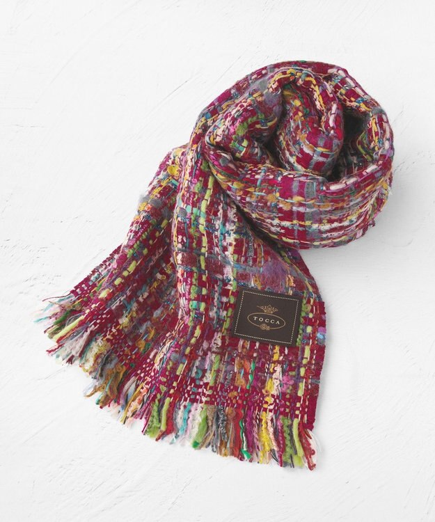 TOCCA 【フランス製】TWEED STOLE ストール レッド系