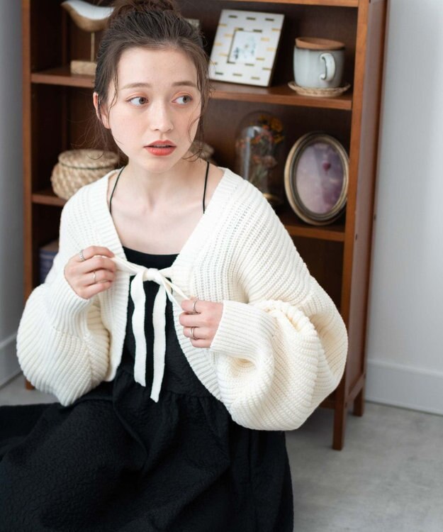 WEGO リボンニットボレロ ホワイト