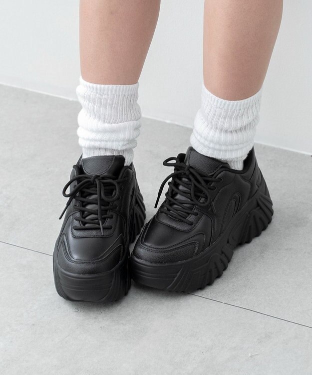 WEGO ボリュームレースアップスニーカー ブラック