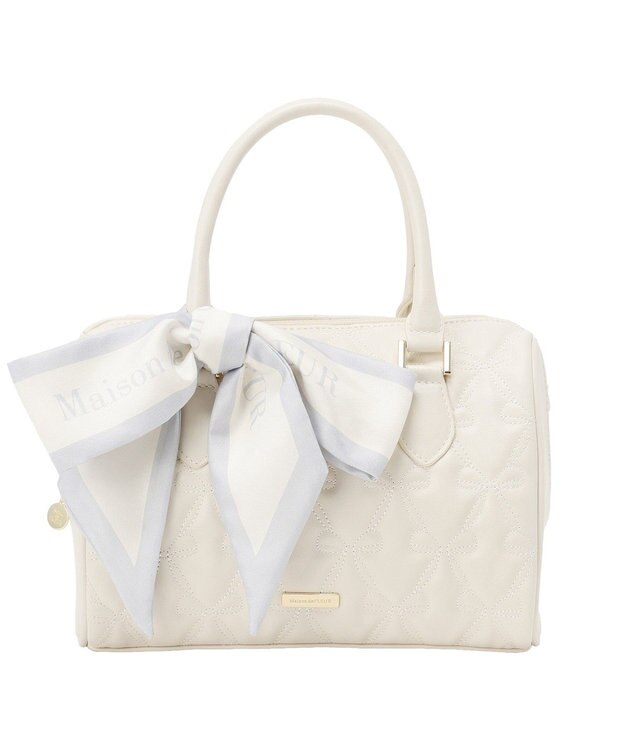 Maison de FLEUR スカーフ付きリボンキルティング2Wayボストン Ivory