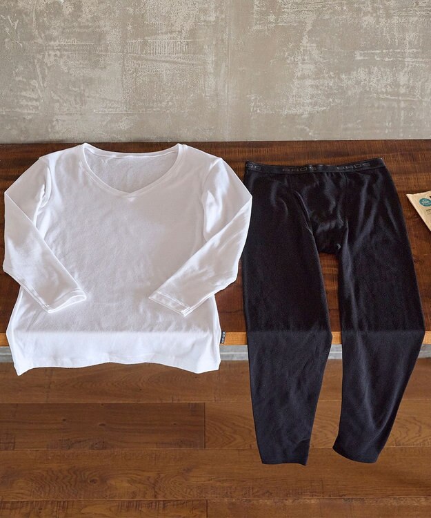 WACOAL MEN 綿混インナー ボトム 足首丈 しっかりあたたかい 保温性 肌側起毛 ストレッチ素材 前開き メンズ GS6021 /ブロス ブラック