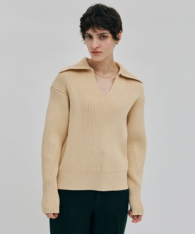 BEIGE， 【洗える】THURET / リブニット Cream