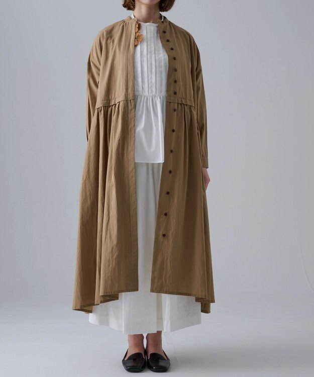 muuc 花刺繍モチーフのコットンローンワンピース ベージュ