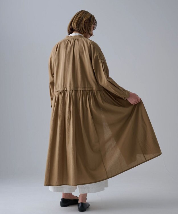 muuc 花刺繍モチーフのコットンローンワンピース ベージュ