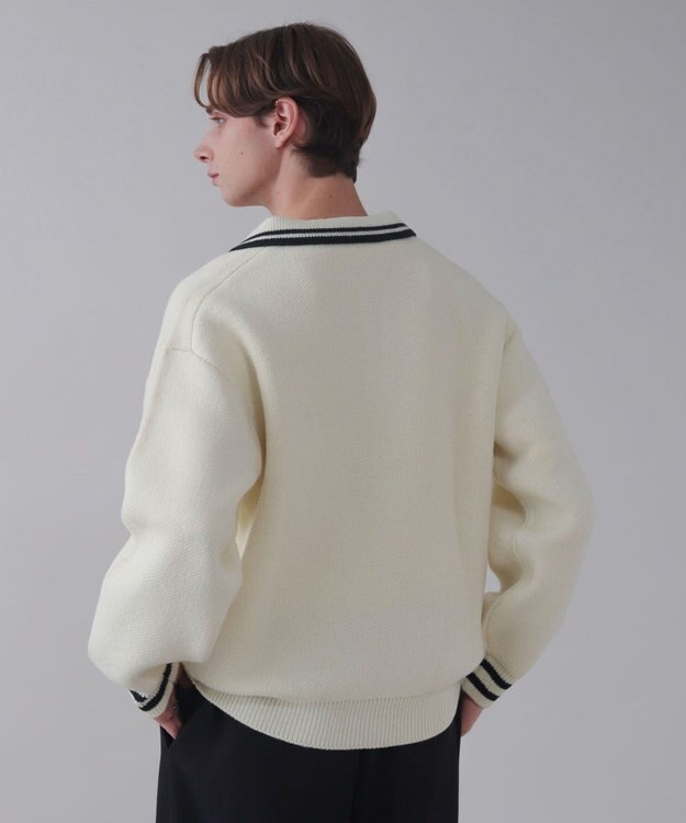 WEGO 【ユニセックス着用ITEM】ワンポイント刺繍ニットポロ ホワイト