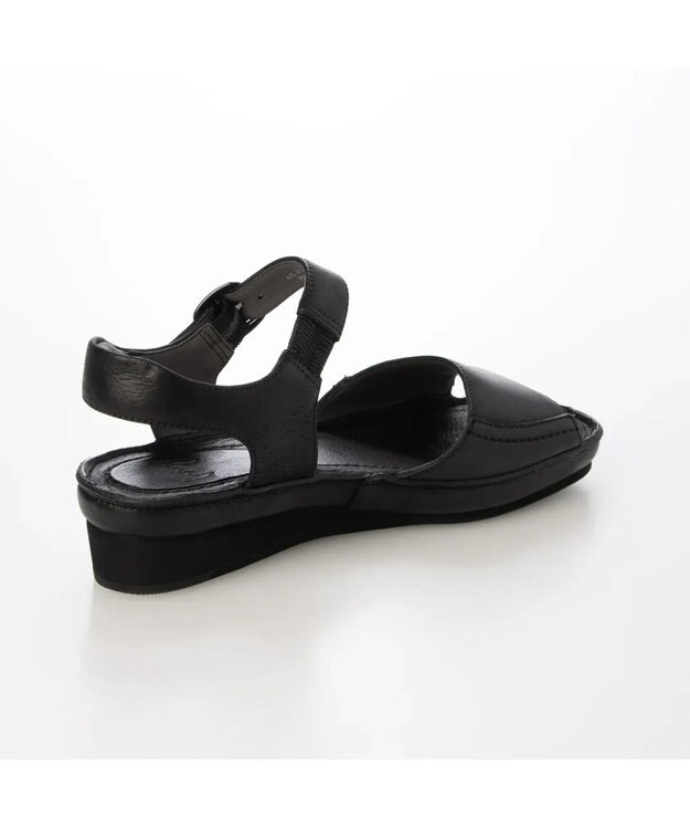 ing <ing>【WEB限定】【サスティナブル】ウエッジヒールレザーサンダル ブラック