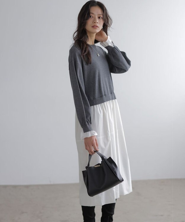 組曲 バルーンドッキングワンピース グレー系