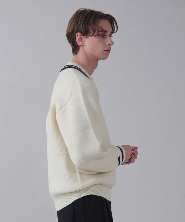 WEGO 【ユニセックス着用ITEM】ワンポイント刺繍ニットポロ ホワイト