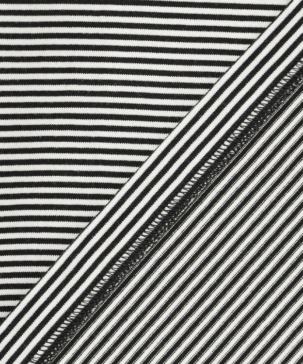 23区 【洗える】アンカーロゴプリント 半袖 Tシャツ ブラック×ホワイトボーダー