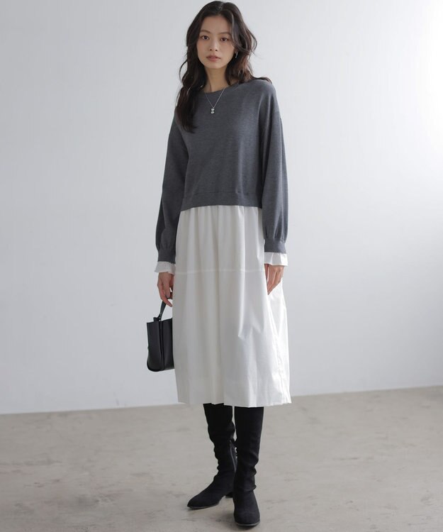 組曲 バルーンドッキングワンピース グレー系