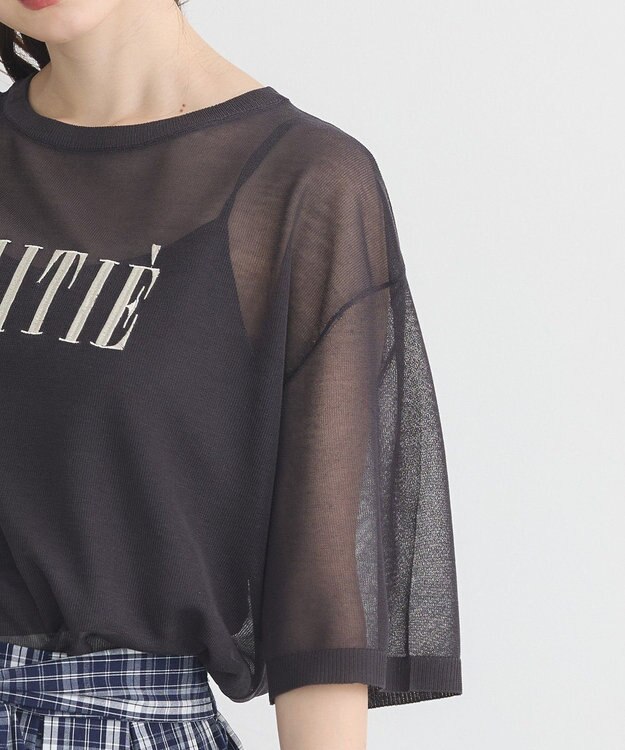 earth music&ecology 【接触冷感】ロゴ刺繍シアープルオーバ Charcoal Gray