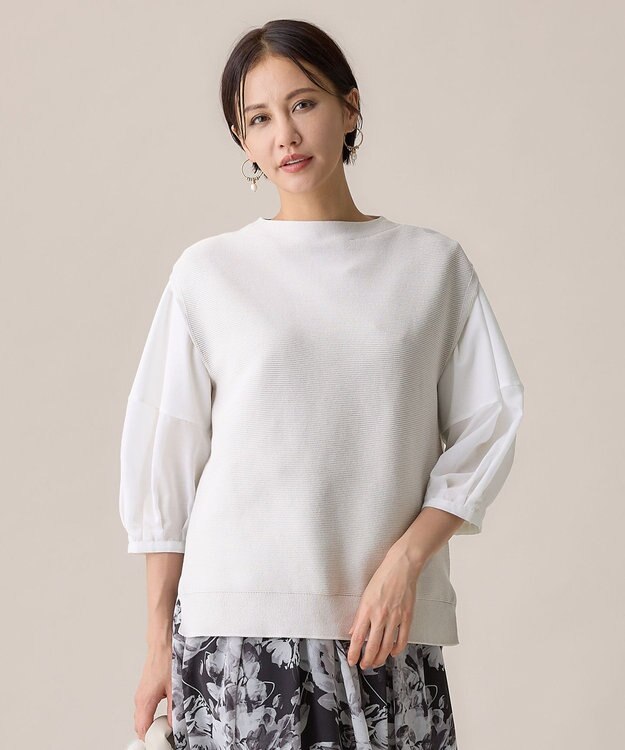 自由区 L 【WEB限定・洗える】コットンストレッチホールガーメントニット ベスト ベージュ系