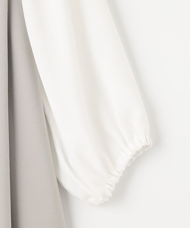 Feroux 【洗える】ジョーゼットコンビポンチ ワンピース アイスグレー系