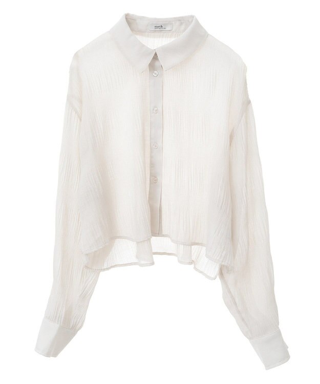 earth music&ecology マジョリカプリーツショートシャツ Gray Beige