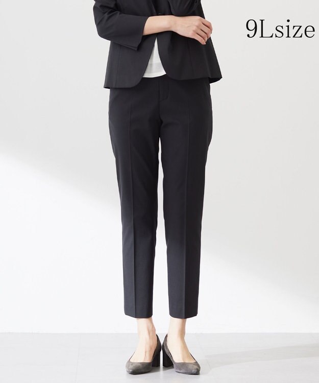 J.PRESS LADIES L 【セットアップ対応・洗える・撥水・防汚】コットンFITTYシャーク テーパード パンツ ブラック系