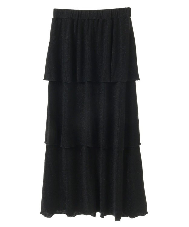 AMERICAN HOLIC ラメカットティアードスカート Black