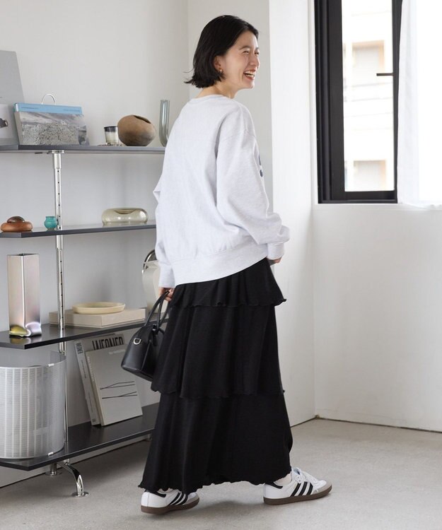 AMERICAN HOLIC ラメカットティアードスカート Black