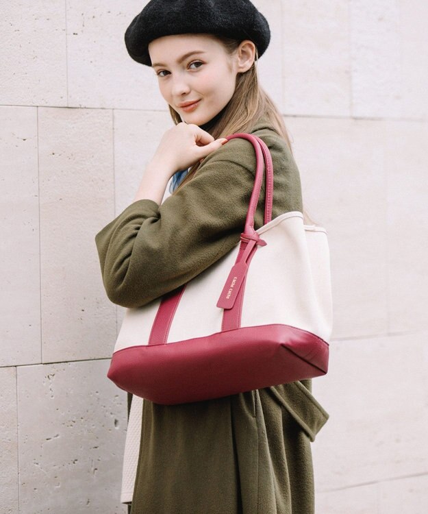 UNBILLION cachecache パーテーションキャンバストートバッグL レッド