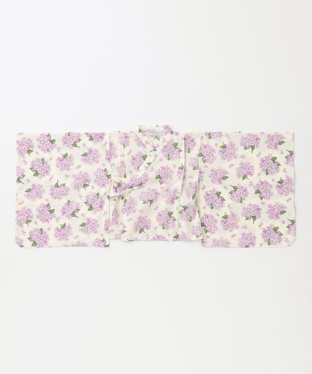 ANY KIDS ロング丈 浴衣 セット オフホワイト×アジサイ