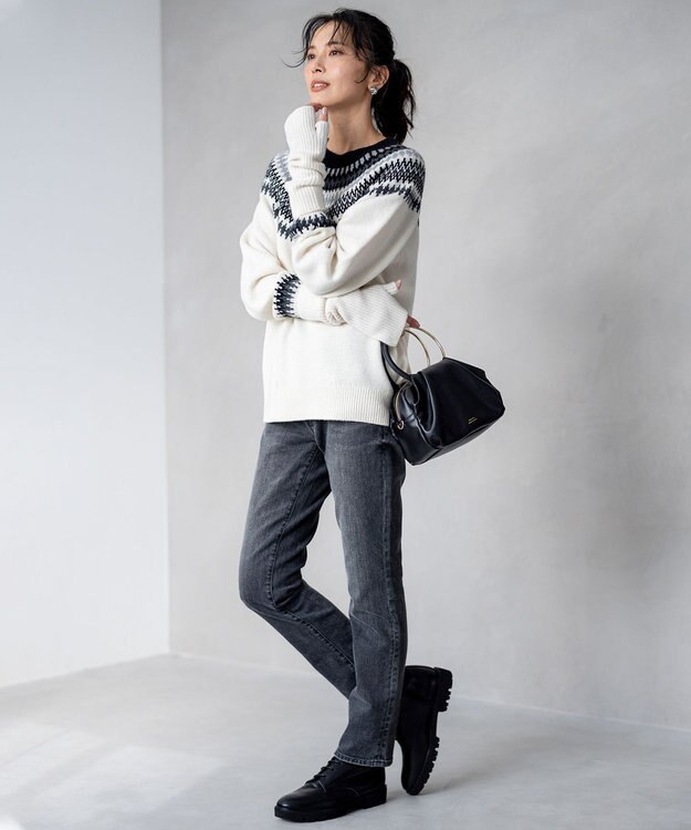 23区 メタルハンドル ショルダー バッグ ブラック系