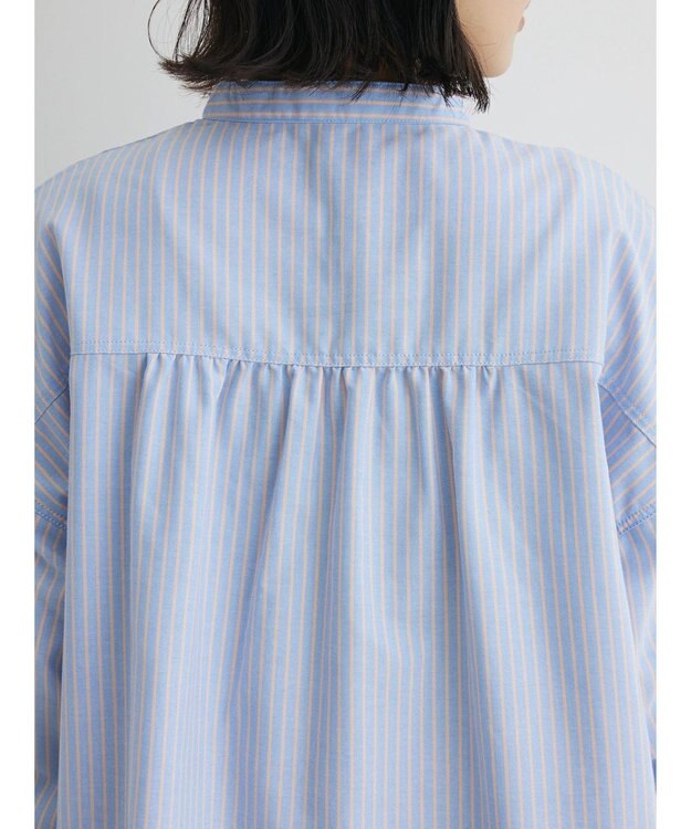 Green Parks ストライプレースアップシャツ Stripe