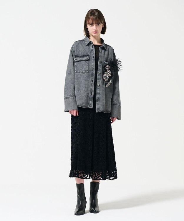 GRACE CONTINENTAL スタッズデニムシャツ ブラック