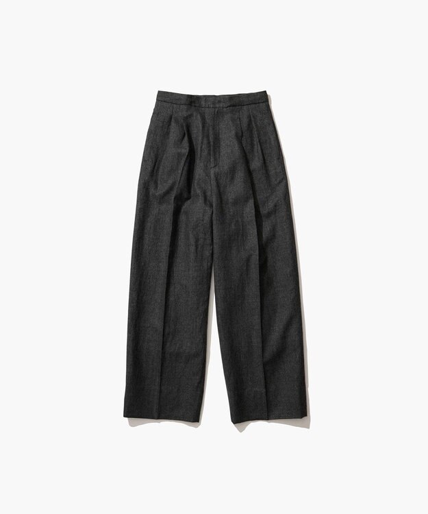 ATON LINEN WOOL TWILL | タックイージーパンツ CHARCOAL GRAY