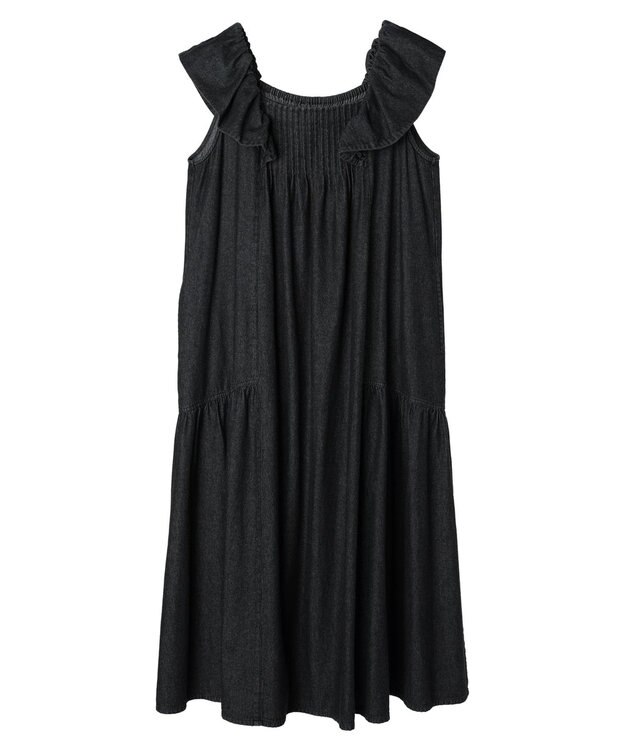 Green Parks ■ＥＳＣＡＲ　デニムピンタックワンピース Black