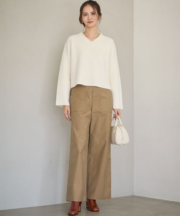 23区 S 【SLOW/一部店舗限定】ソフトウール Vネック ニット ホワイト系