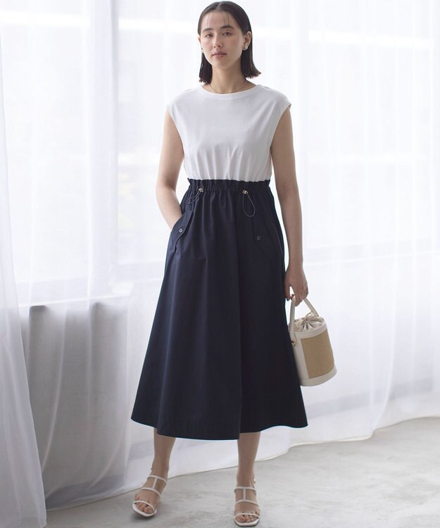 組曲 S 【WEB限定】コンビネーションワンピース オフ×ネイビー系