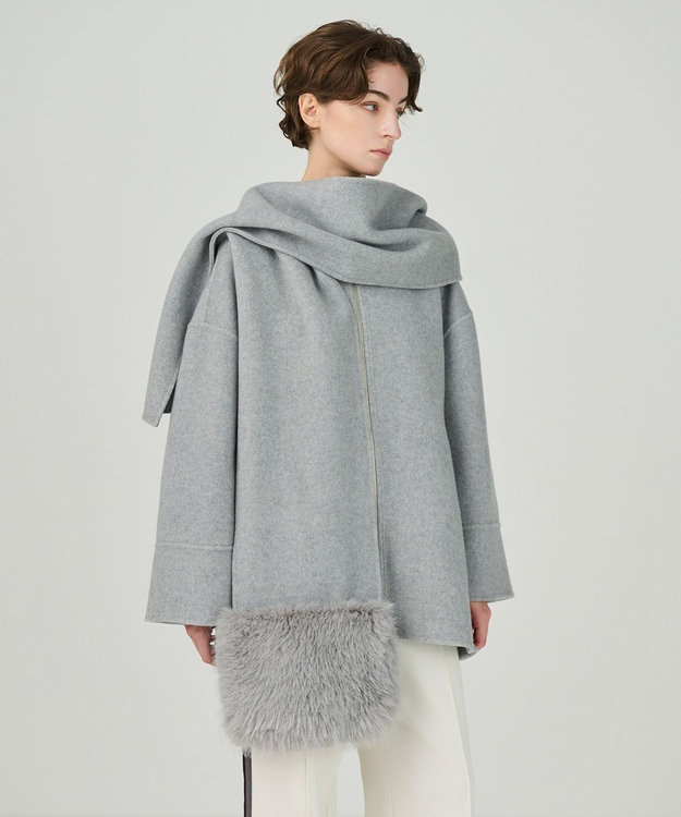 GRACE CONTINENTAL フードストールリバーコート グレー