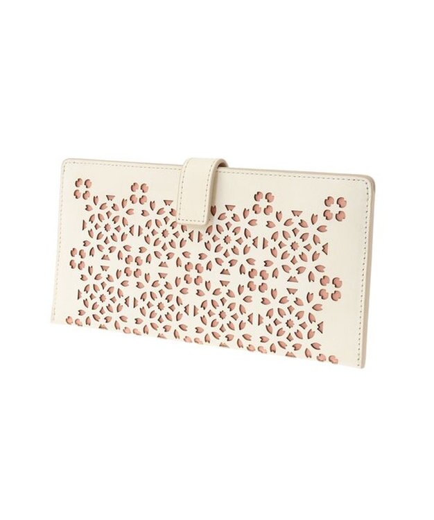 genten フラッターカットワーク マチなし長財布 オフホワイト