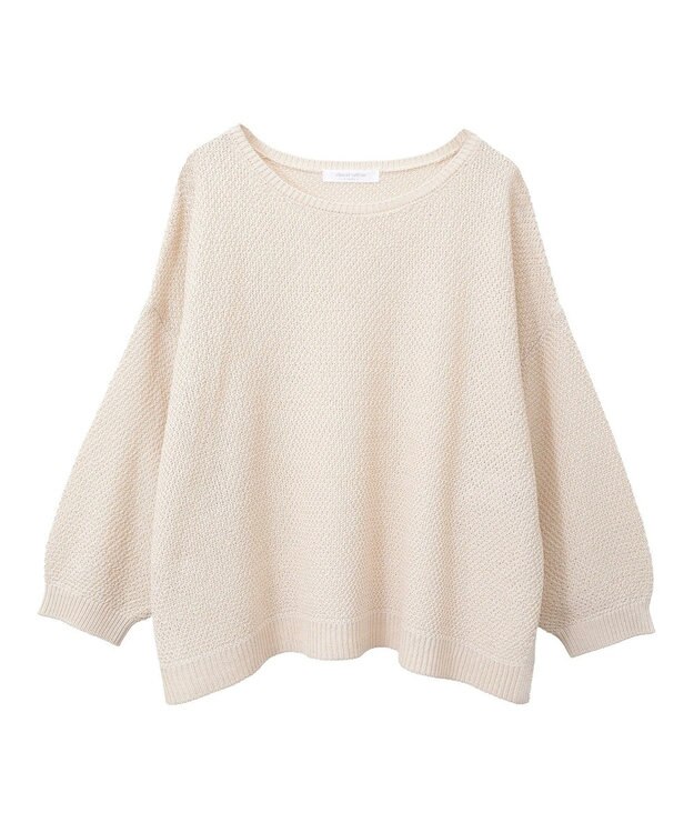 Green Parks かのこボートネック７分袖ニットプルオーバー Light Beige