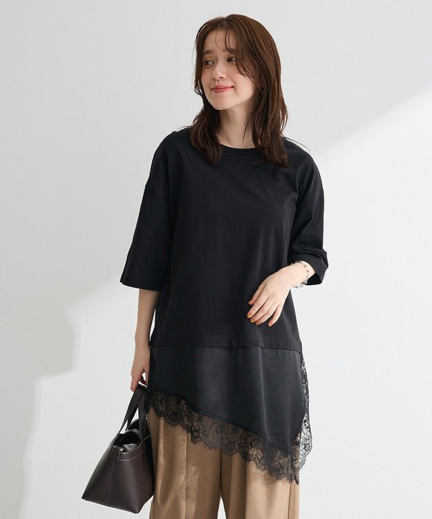 Green Parks レースドッキングＴシャツ Black