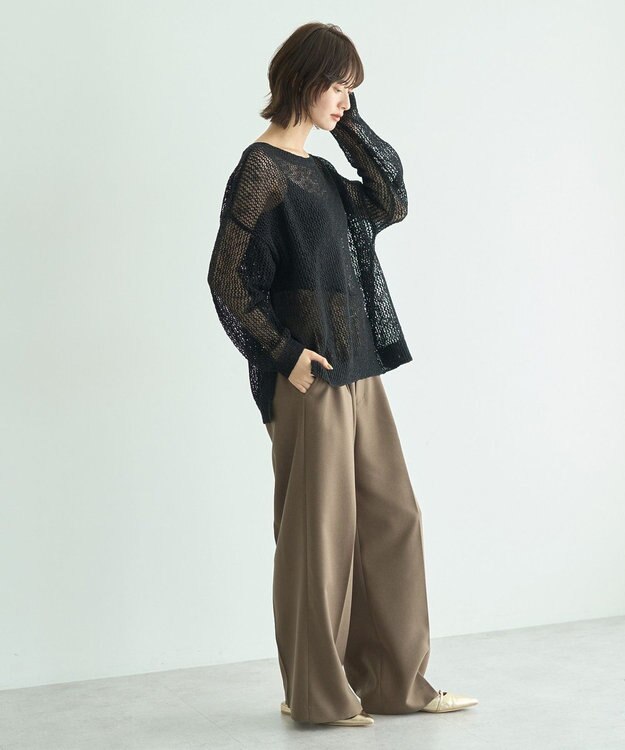YECCA VECCA スラブメッシュルーズニット Black