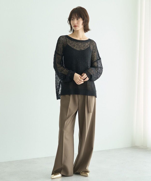 YECCA VECCA スラブメッシュルーズニット Black