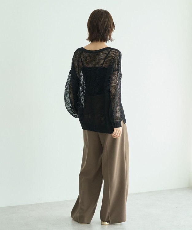 YECCA VECCA スラブメッシュルーズニット Black